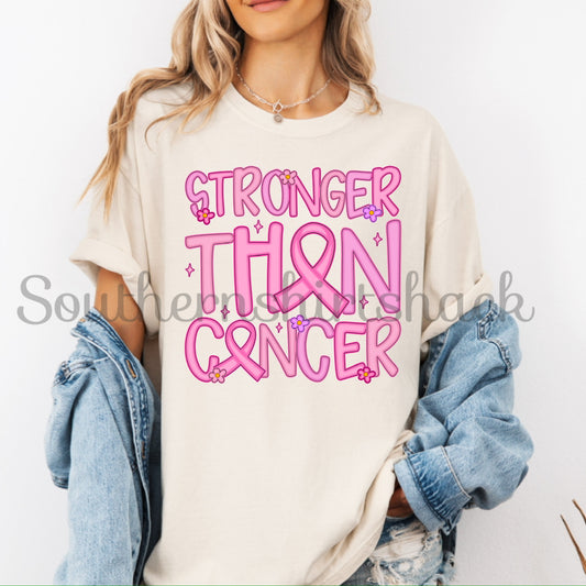 Stronger than Cancer breast cancer awareness Comfort Colors tee | Ivory