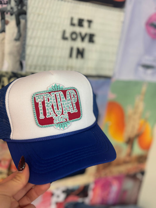 Turquoise Trump 24 Trucker Hat | READY TO SHIP