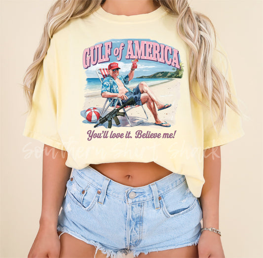 Trump Gulf of AMERICA Comfort Colors tee | Banana