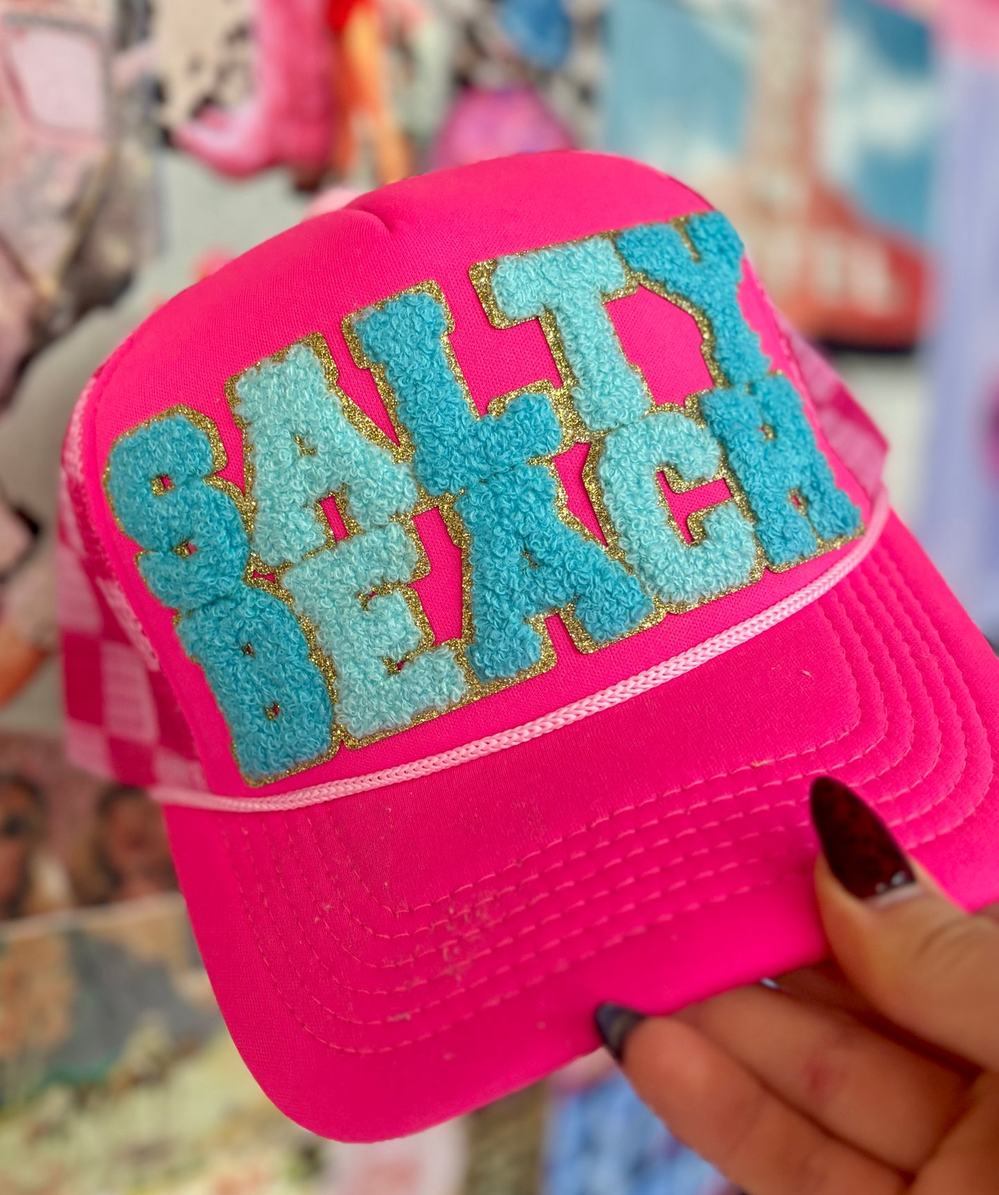 Salty Beach Neon Pink Trucker Hat | READY TO SHIP