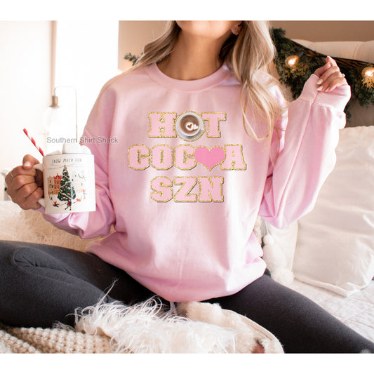 Hot CoCoa Szn| Faux Chenille Patch Sweatshirt