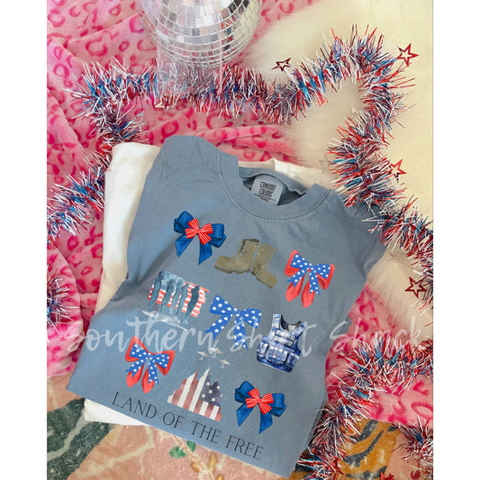 Land of the Free military collage | Blue Jean CC tee