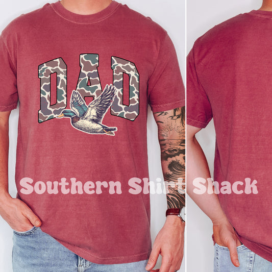 Dad Camo Mallard | Crimson Comfort Colors tee