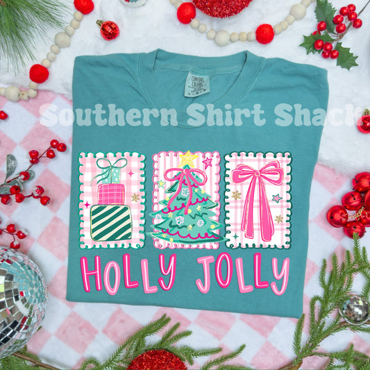 Holly Jolly Tee | Seafoam Comfort Colors Tee