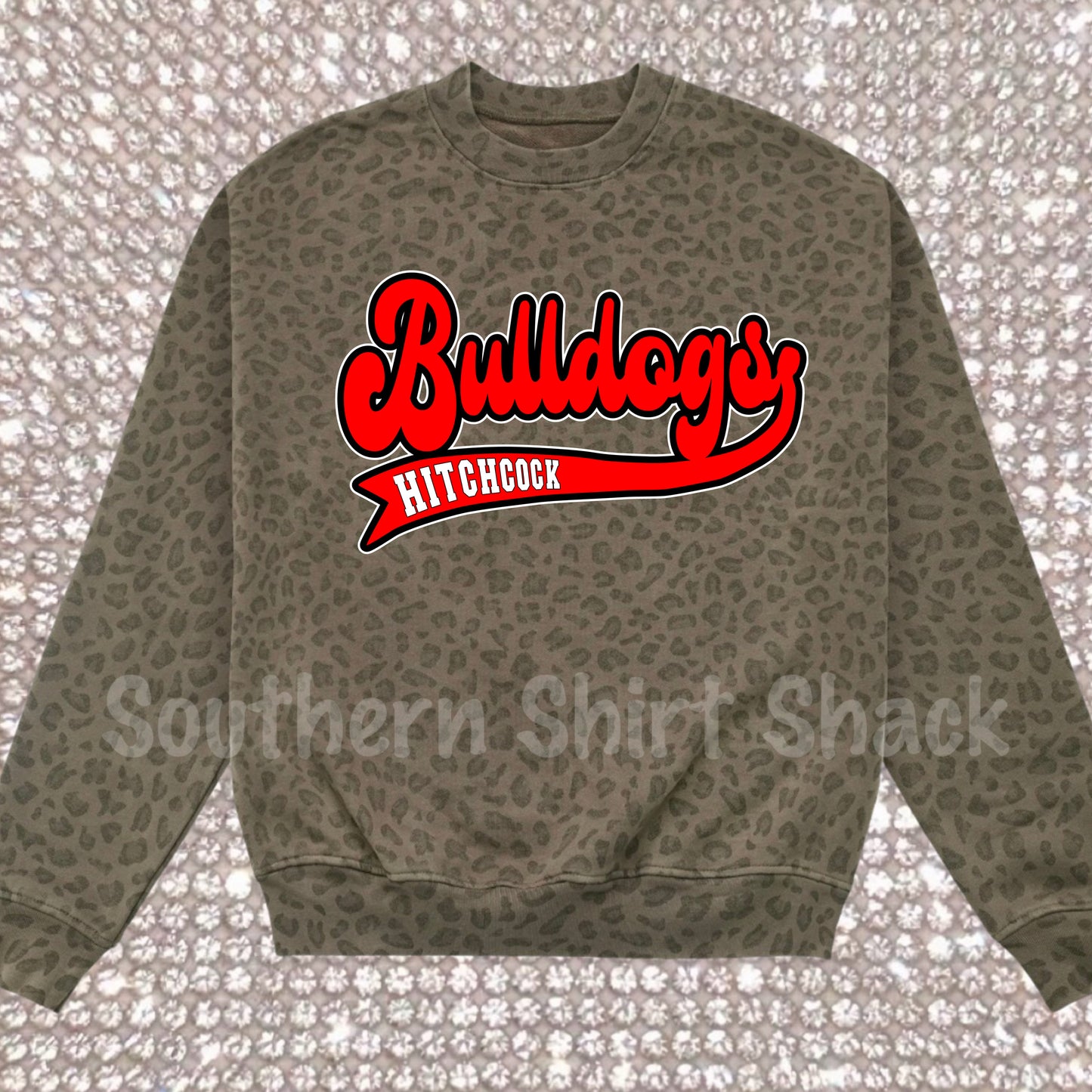 Custom Retro School Team Leopard Crewneck or T-Shirt