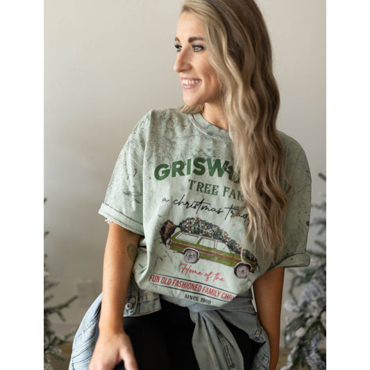 Griswolds Tree Farm | Green Mineral Wash CC tee
