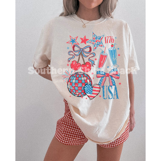 Preppy Patriotic Collage Comfort Colors tee | Ivory