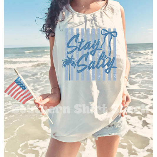 Preppy Minimalist Stay Salty Comfort Colors tank | Ivory