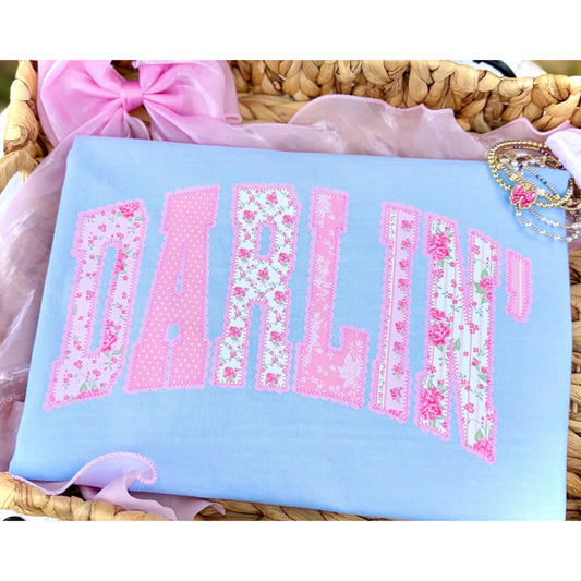 Fancy Floral DARLIN’ Comfort Colors tee | Light Blue