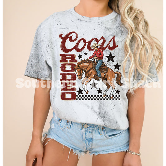 Checkered Rodeo Beer comfort colors acid wash tee | Smoke