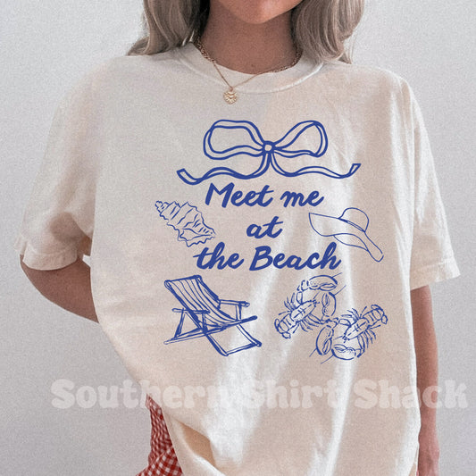 Preppy Meet me at the Beach Comfort Colors tee | Ivory