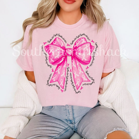 Breast cancer Bow Comfort Colors tee | Blossom