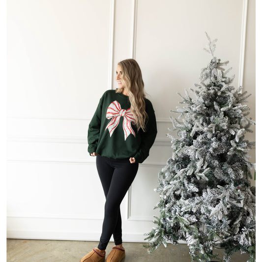 Tree Cake Bow| Forest Green Sweatshirt