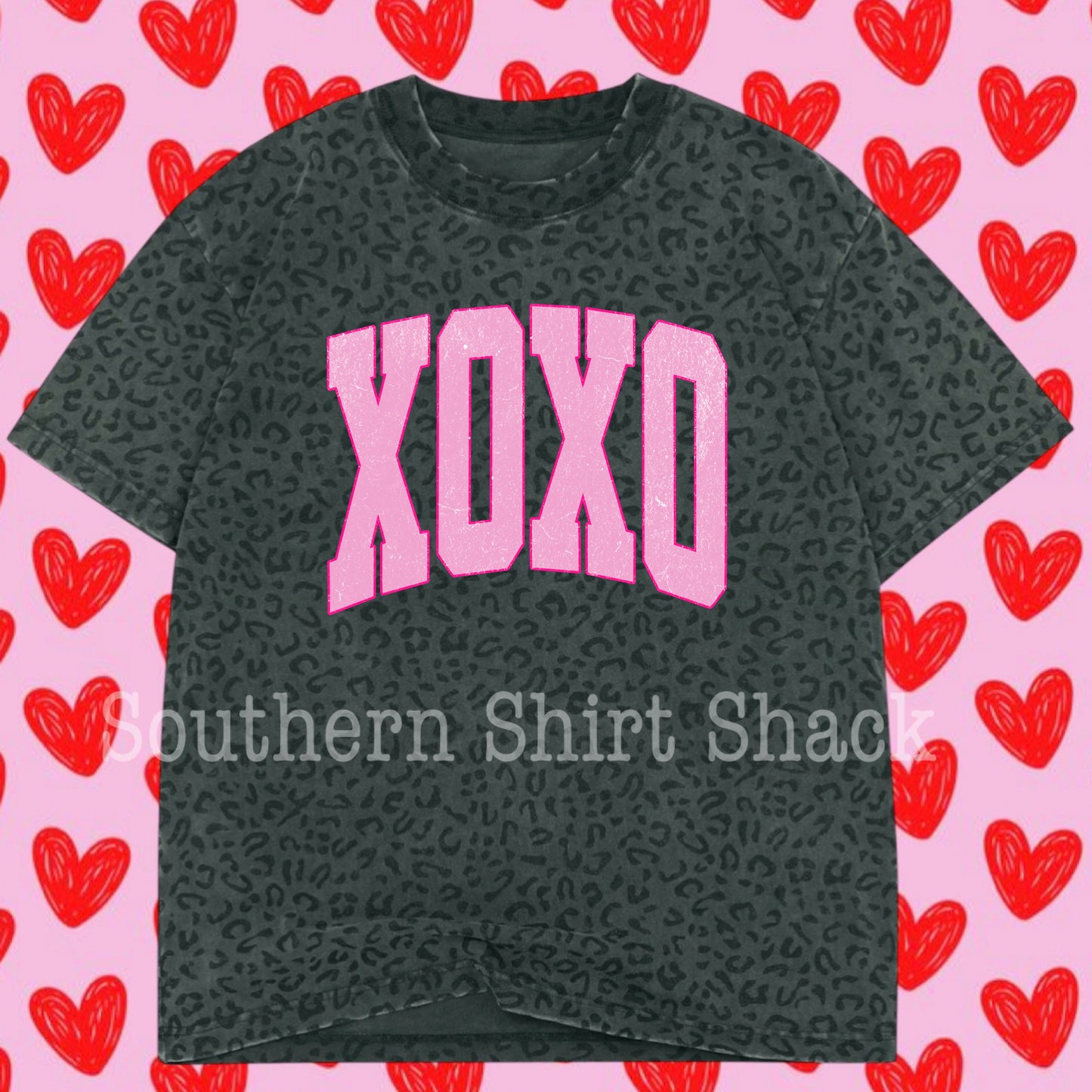 Varsity Pink XOXO | Black Leopard Hoodie or Tee