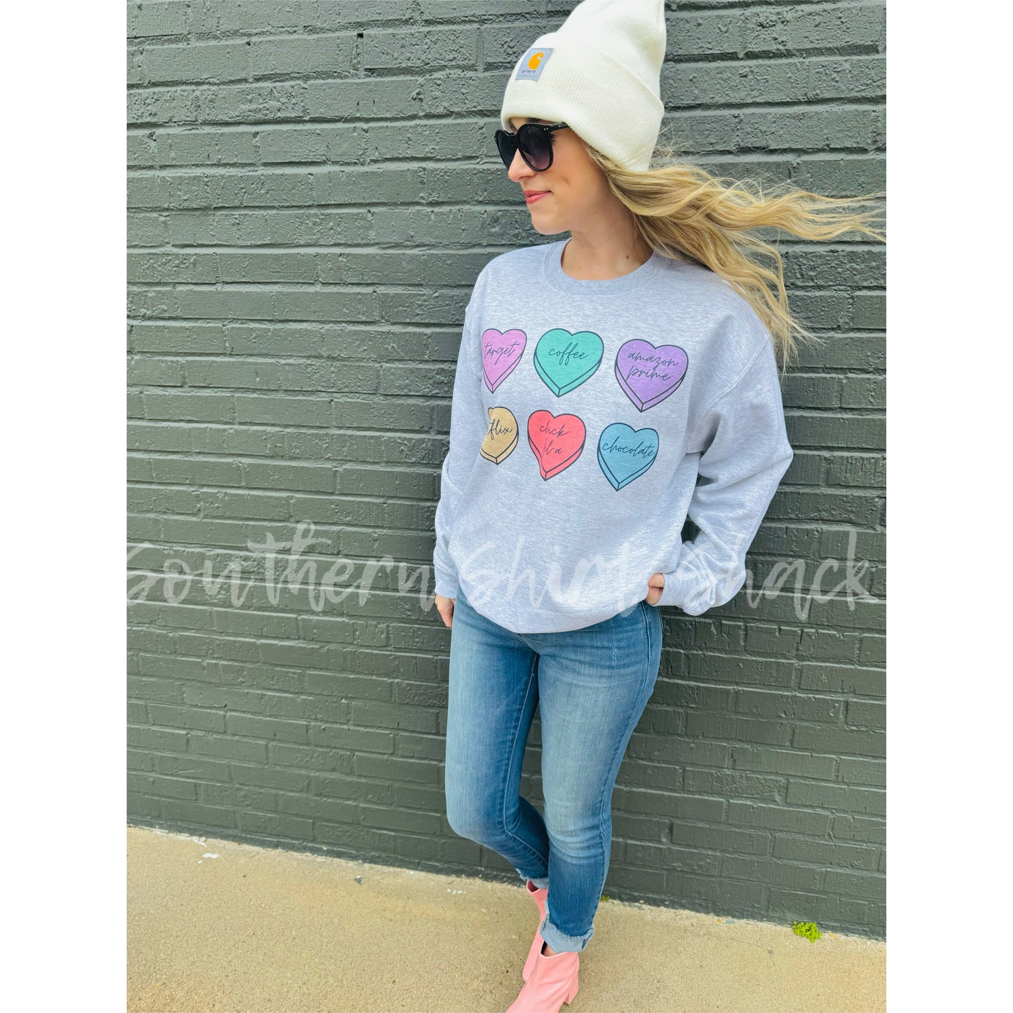 Everyday favs Conversation Heart Sweatshirt | Ash Gray