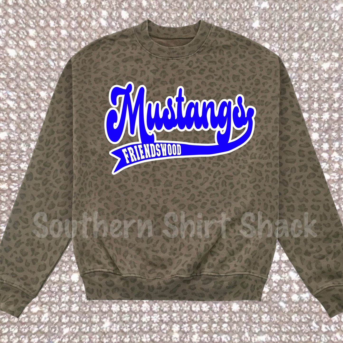 Custom Retro School Team Leopard Crewneck or T-Shirt