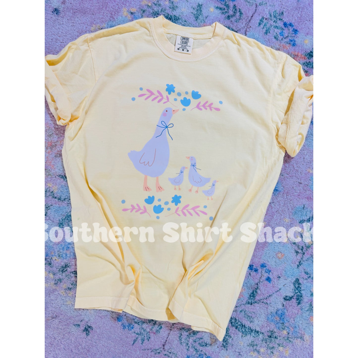 Cutie Goose Family Comfort Colors tee | Banana