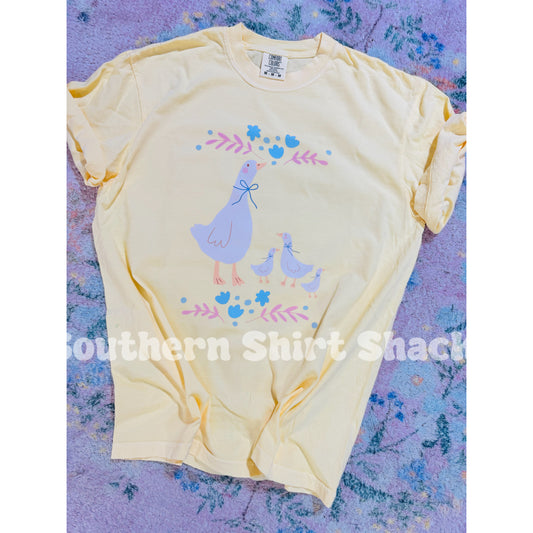 Cutie Goose Family Comfort Colors tee | Banana