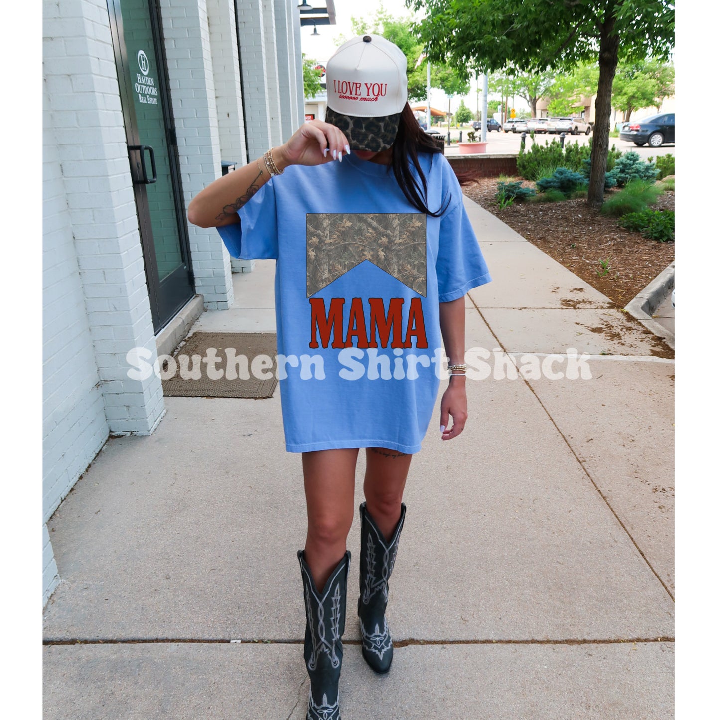 Camo Mama Comfort Colors tee | Flo blue
