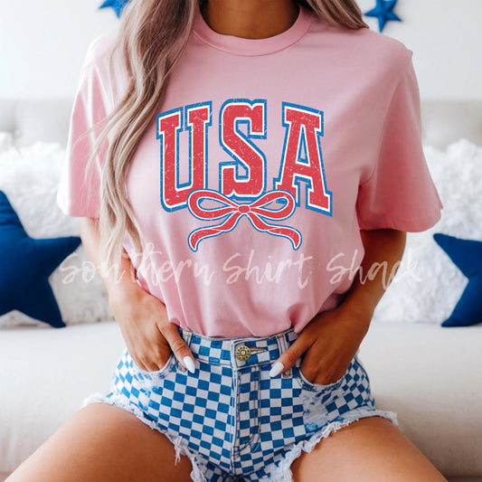 Simple USA Bow Comfort Colors tee | Blossom