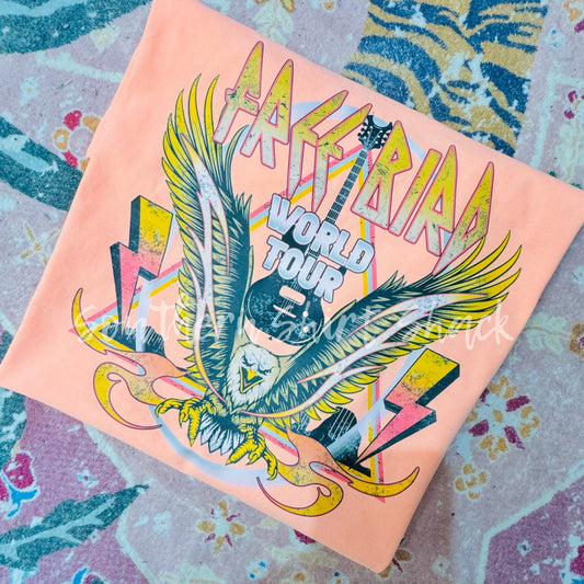 Freebird World Tour Neon Cantelope Comfort Colors Tee