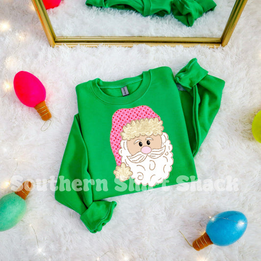 Boujee Pink Santa Hat | Kelly Green Sweatshirt