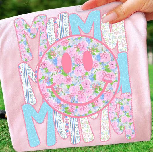 Fancy Floral Mama Smiley  Comfort Colors tee | Blossom