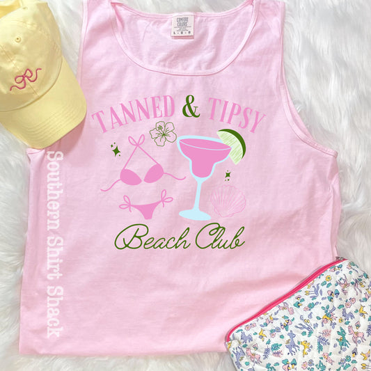 Tanned & Tipsy beach Club| Comfort Colors Tank