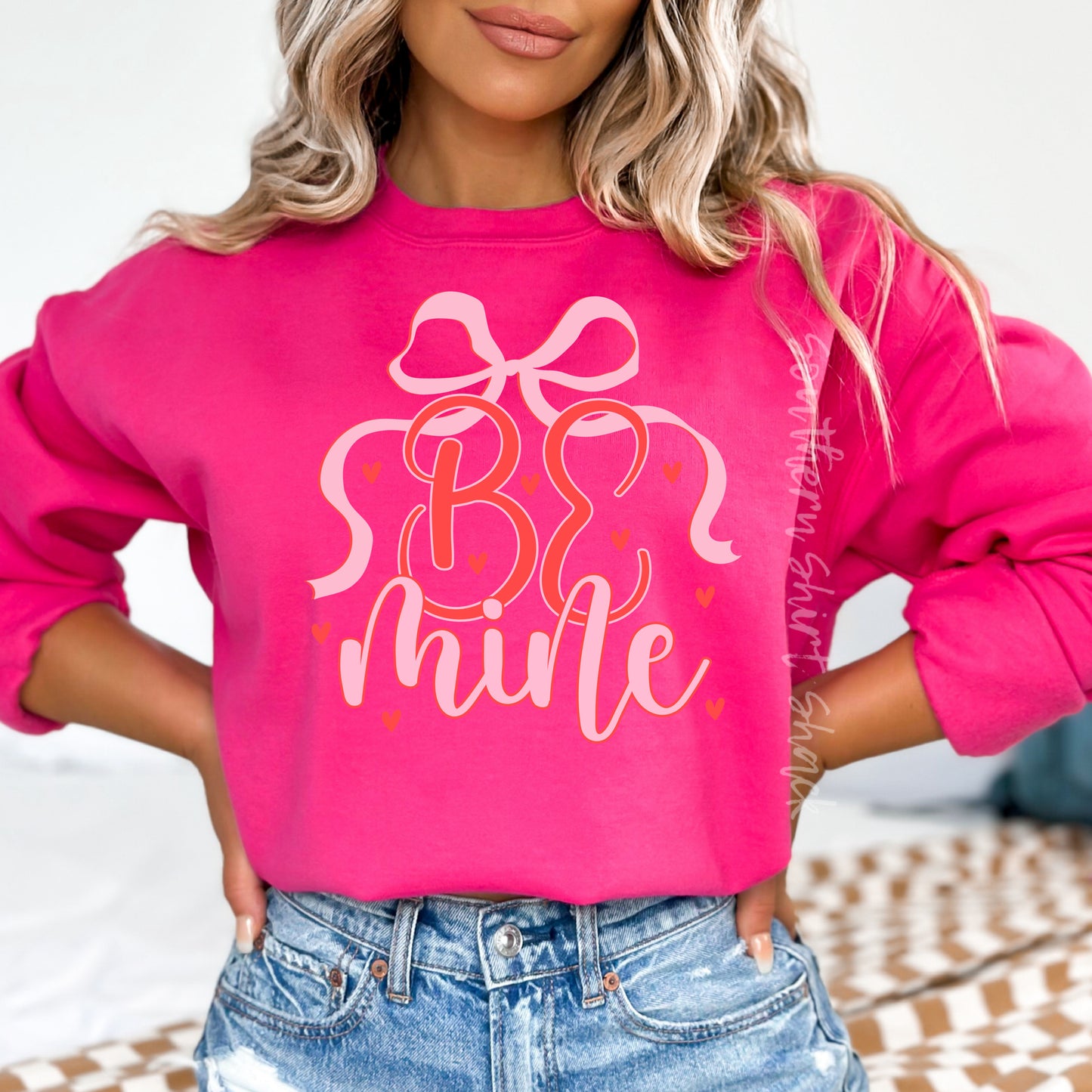 Be Mine Bow Sweatshirt | Hot Pink