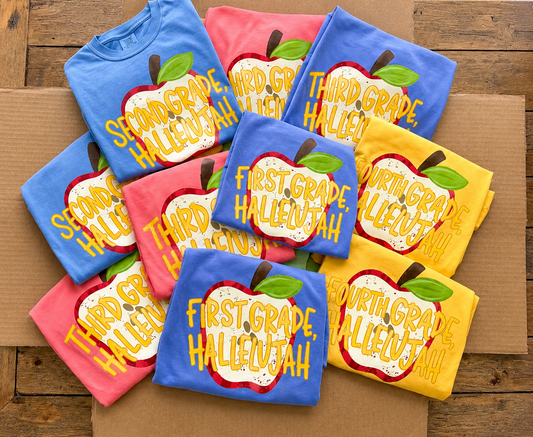 Grade, Hallelujah Teacher Comfort Colors tee | ADD GRADE & T-SHIRT COLOR IN NOTES BEFORE CHECKOUT