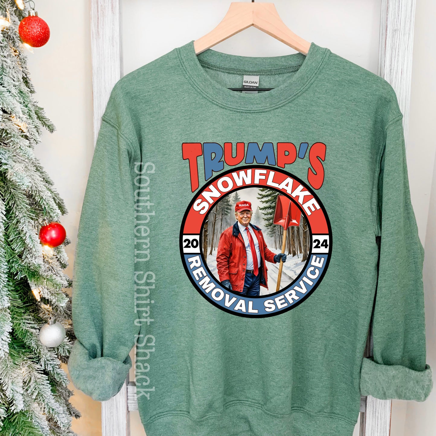 Trumps Snowflake Removal Services | Heather Green Sweatshirt