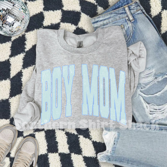 Varsity Boy Mom Sweatshirt | Ash gray