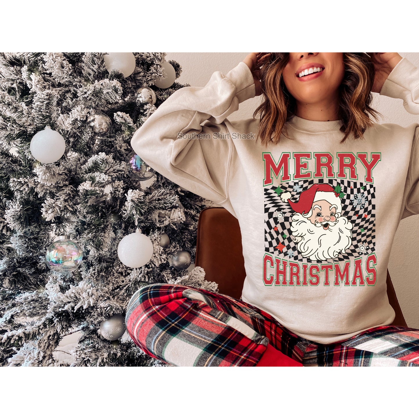 Retro Santa Checkered Sweatshirt