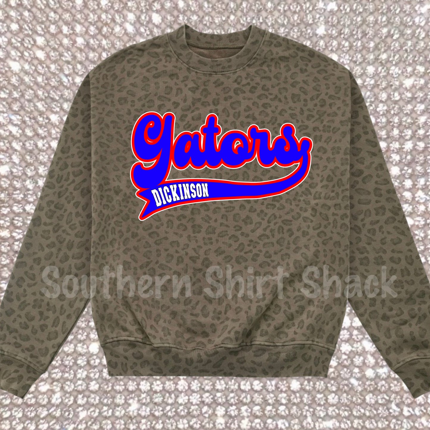 Custom Retro School Team Leopard Crewneck or T-Shirt