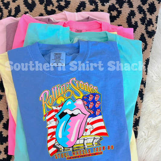 Retro Rolling St0nes Comfort Colors tee | Flo blue