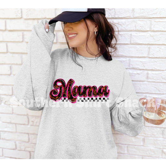 Pink & tortoise shell Retro Mama Sweatshirt | Ash gray
