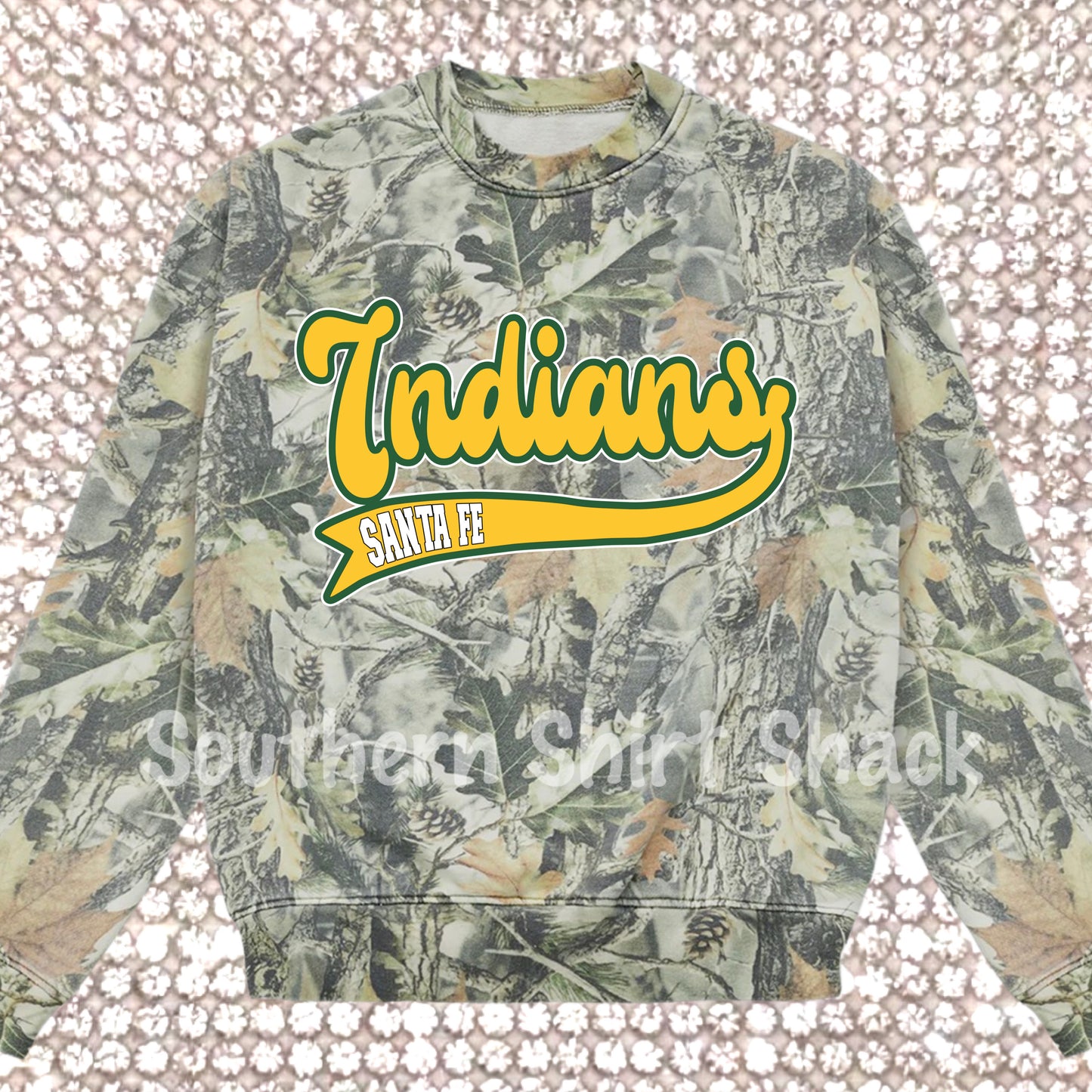 Custom Retro School Team Camo Crewneck or T-Shirt