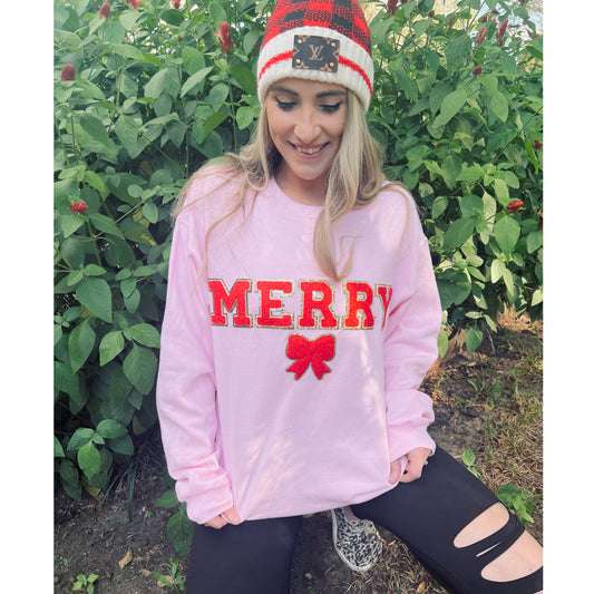 MERRY chenille patch Sweatshirt