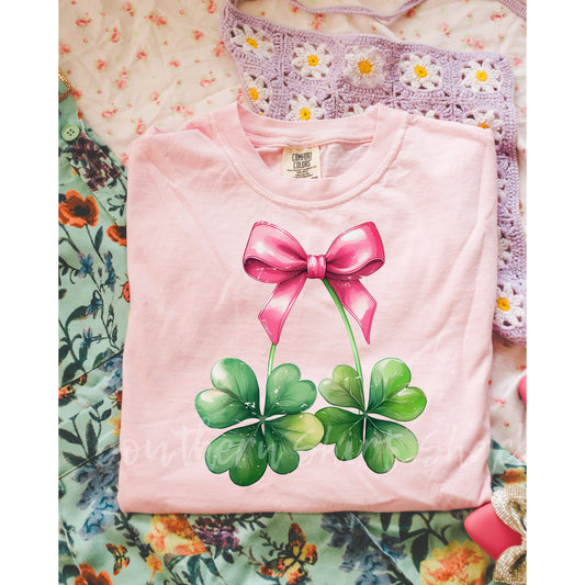 Girly Clover Cherry Comfort Colors tee | Blossom