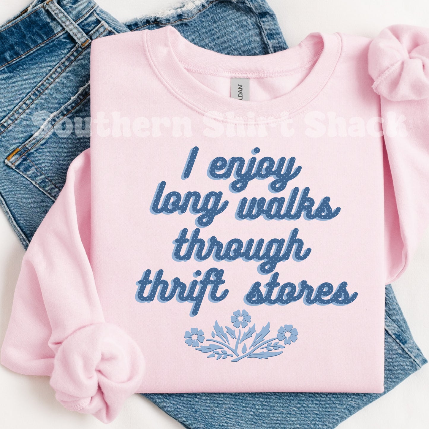 Long walks through the thrift store Sweatshirt | Light Pink