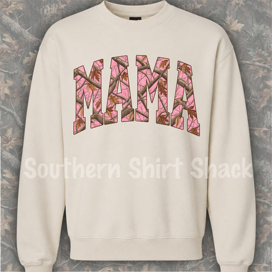 Pink Tree Camo Mama Sweatshirt | Sand