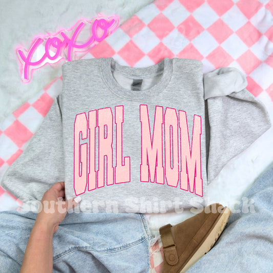 Varsity Girl Mom Sweatshirt | Ash gray
