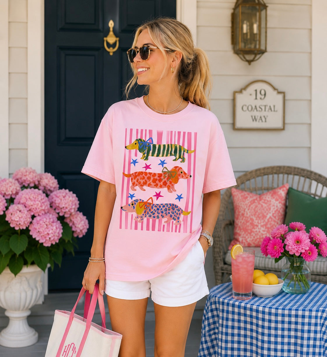 Preppy Weenie Dogs Comfort Colors tee | Blossom