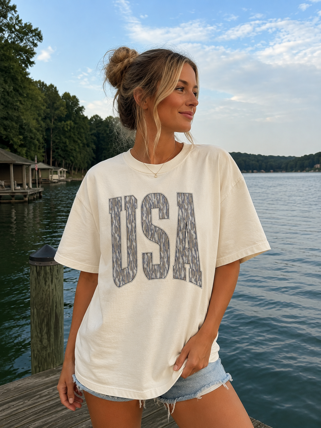 Varsity Camo USA Comfort Colors tee | Ivory