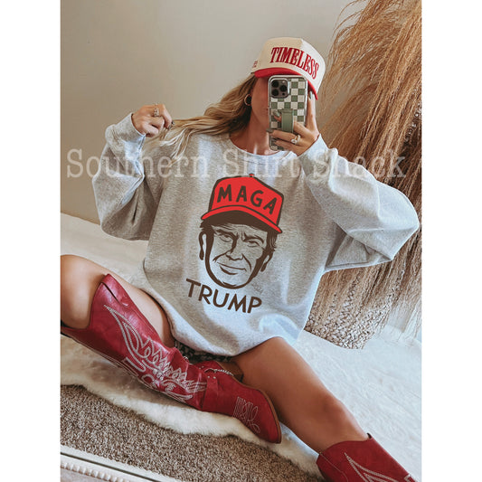 Trump Maga Trucker Hat | Ash Gray Sweatshirt