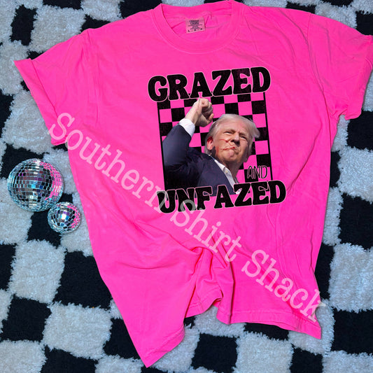 Trump Grazed & Unfazed Checkered CC tee