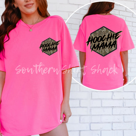 Hometown Hoochie Mama Comfort Colors tee | Neon Pink