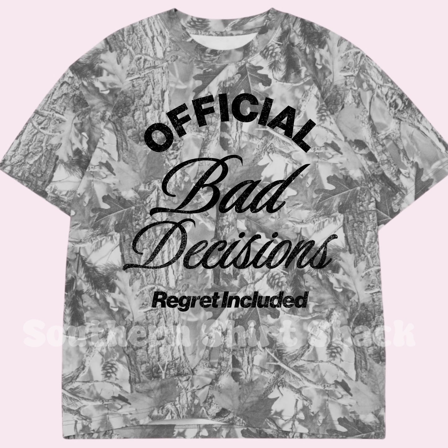 Official Bad Decisions | Gray Camo Tee