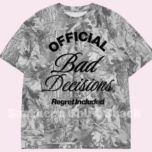 Official Bad Decisions | Gray Camo Tee