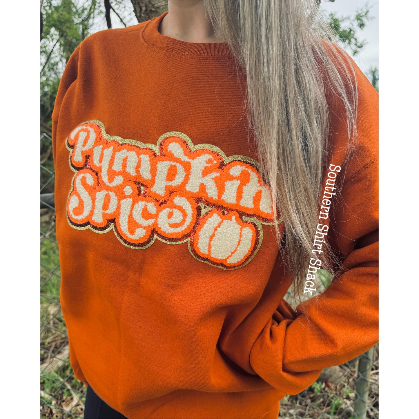 Pumpkin Spice Chenille Patch Sweatshirt